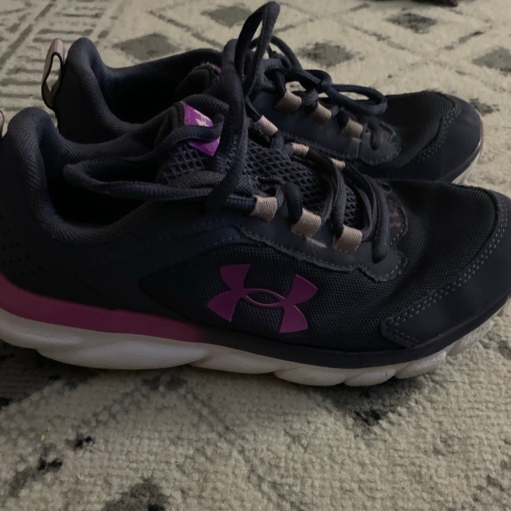 Under Armour Tennis Shoes, Size 5 Youth, blue and purple